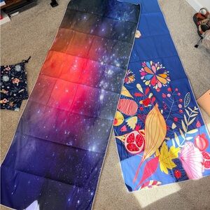 Colorful Travel Yoga Mat Set with Galaxy and Floral Designs